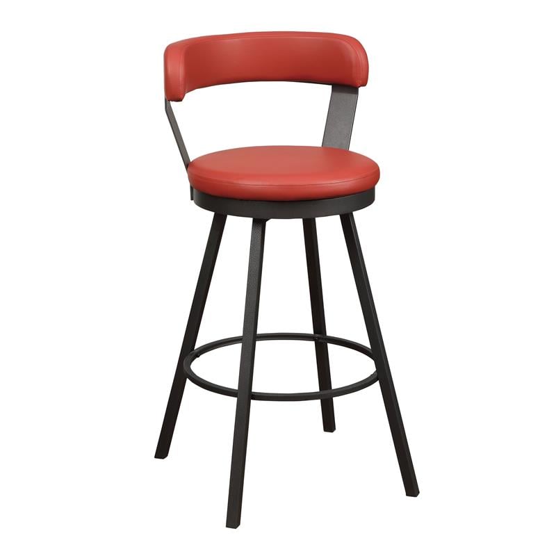 Lexicon Appert Metal Swivel Pub Height Chair in Mottled Silver/Red (Set of 2)