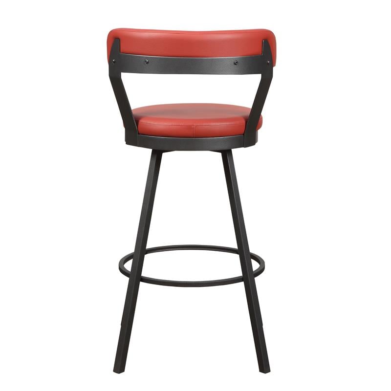 Lexicon Appert Metal Swivel Pub Height Chair in Mottled Silver/Red (Set of 2)