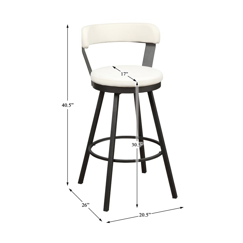 Lexicon Appert Metal Swivel Pub Height Chair in Mottled Silver/White (Set of 2)