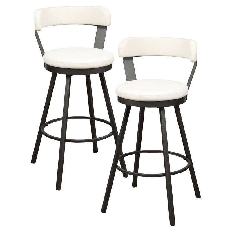 Lexicon Appert Metal Swivel Pub Height Chair in Mottled Silver/White (Set of 2)