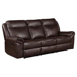 Lexicon Aram Transitional Faux Leather Double Reclining Sofa in Dark Brown