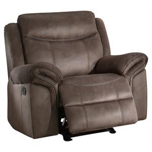 Lexicon Aram 42&quot Transitional Microfiber Glider Reclining Chair in Brown