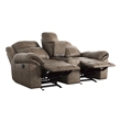 Lexicon Aram Transitional Microfiber Double Glider Reclining Love Seat in Brown