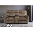 Lexicon Aram Transitional Microfiber Double Glider Reclining Love Seat in Brown