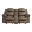 Lexicon Aram Transitional Microfiber Double Glider Reclining Love Seat in Brown