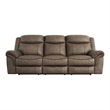Lexicon Aram Microfiber Double Reclining Sofa with Cup Holders in Brown