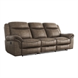 Lexicon Aram Microfiber Double Reclining Sofa with Cup Holders in Brown