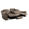 Lexicon Aram Microfiber Double Reclining Sofa with Cup Holders in Brown