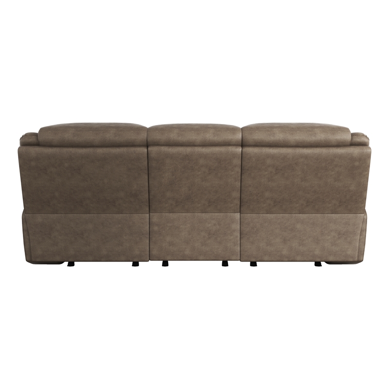 Lexicon Aram Microfiber Double Reclining Sofa with Cup Holders in Brown