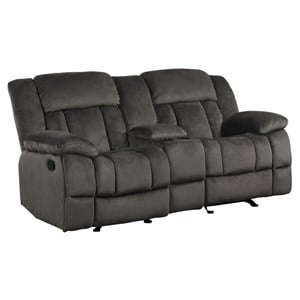 Lexicon Laurelton Microfiber Double Glider Reclining Love Seat in Chocolate