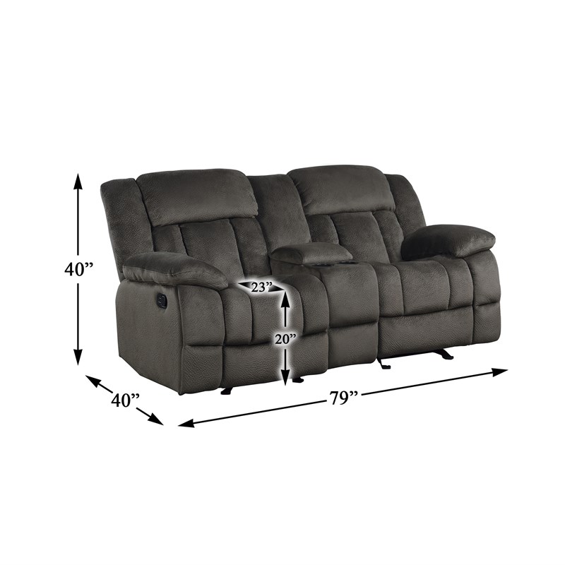 Lexicon Laurelton Microfiber Double Glider Reclining Love Seat in Chocolate