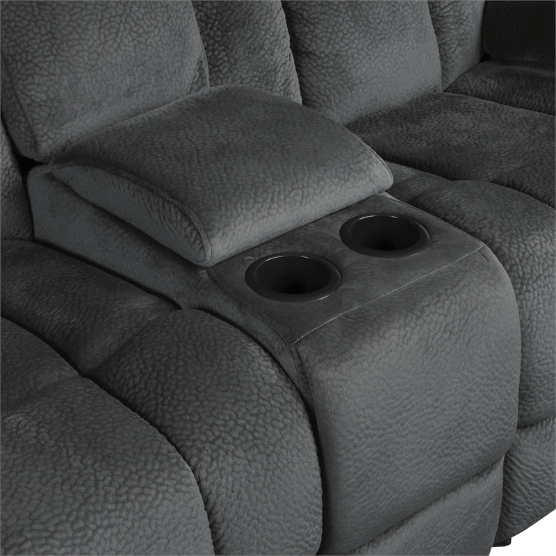Lexicon Laurelton Microfiber Double Glider Reclining Love Seat in Charcoal