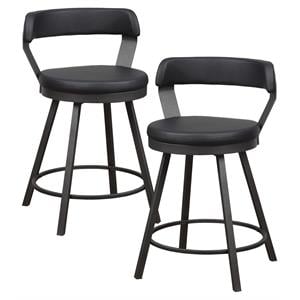 Lexicon Appert Metal Swivel Counter Height Stool in Silver/Black (Set of 2)
