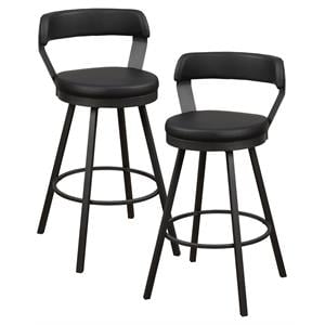 Lexicon Appert Metal Swivel Pub Height Chair in Silver/Black (Set of 2)