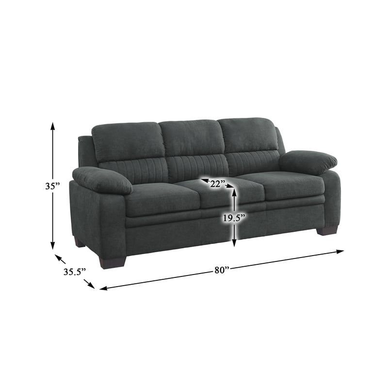 Lexicon Holleman Modern Textured Fabric Sofa with Pillow-top Arms in Dark Gray
