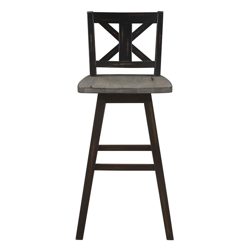 Lexicon Amsonia Cross Back Bar Height Dining Swivel Chair in Black (Set of 2)