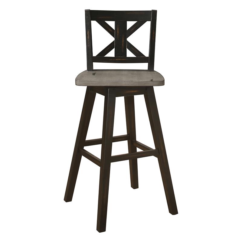 Lexicon Amsonia Cross Back Bar Height Dining Swivel Chair in Black (Set of 2)