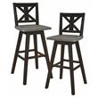 Lexicon Amsonia Cross Back Bar Height Dining Swivel Chair in Black (Set of 2)