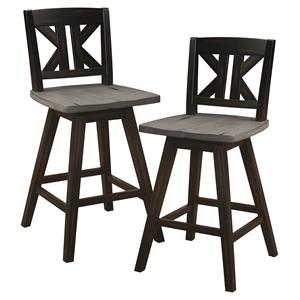 Lexicon Amsonia K-back Counter Height Dining Swivel Chair in Black (Set of 2)