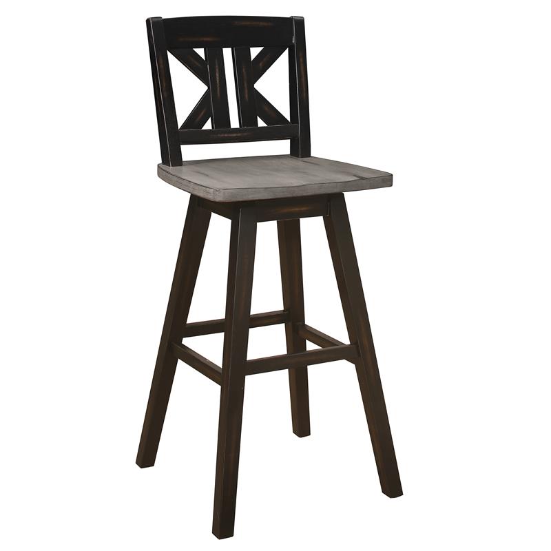 Lexicon Amsonia K-back Bar Height Dining Swivel Chair in Black (Set of 2)
