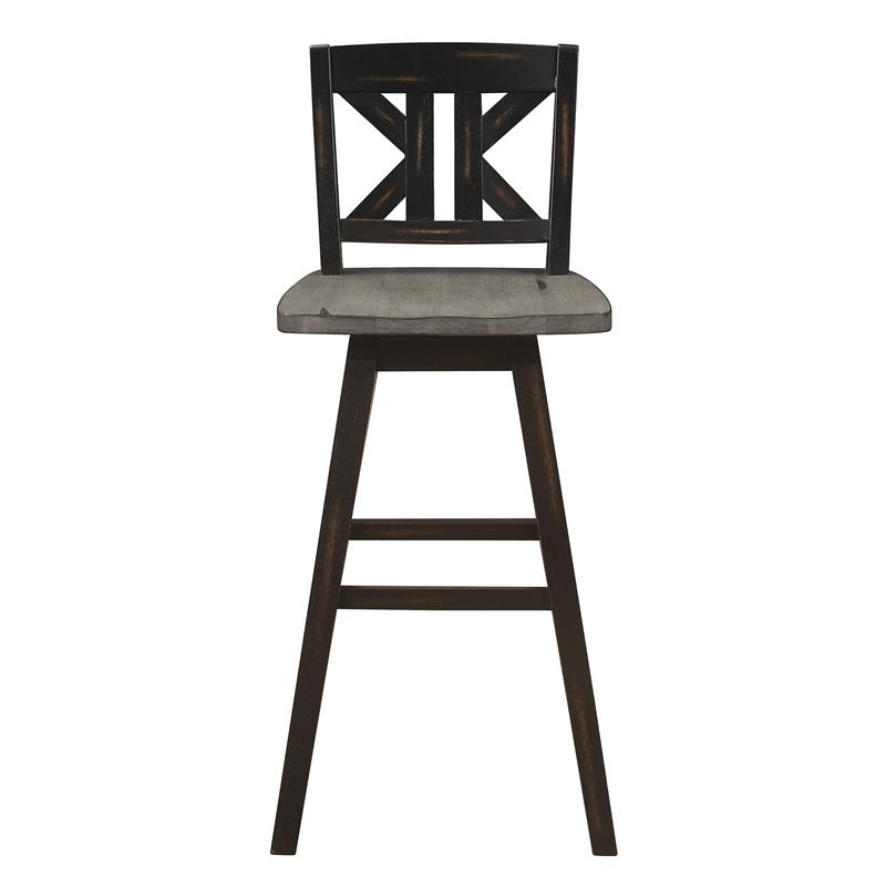 Lexicon Amsonia K-back Bar Height Dining Swivel Chair in Black (Set of 2)