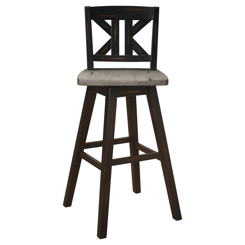 Lexicon Amsonia K-back Bar Height Dining Swivel Chair in Black (Set of 2)