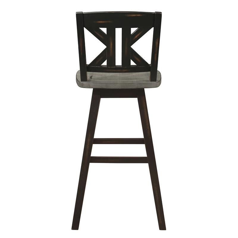 Lexicon Amsonia K-back Bar Height Dining Swivel Chair in Black (Set of 2)