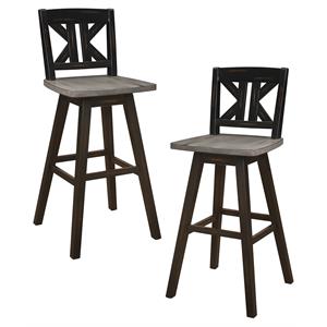Lexicon Amsonia K-back Bar Height Dining Swivel Chair in Black (Set of 2)
