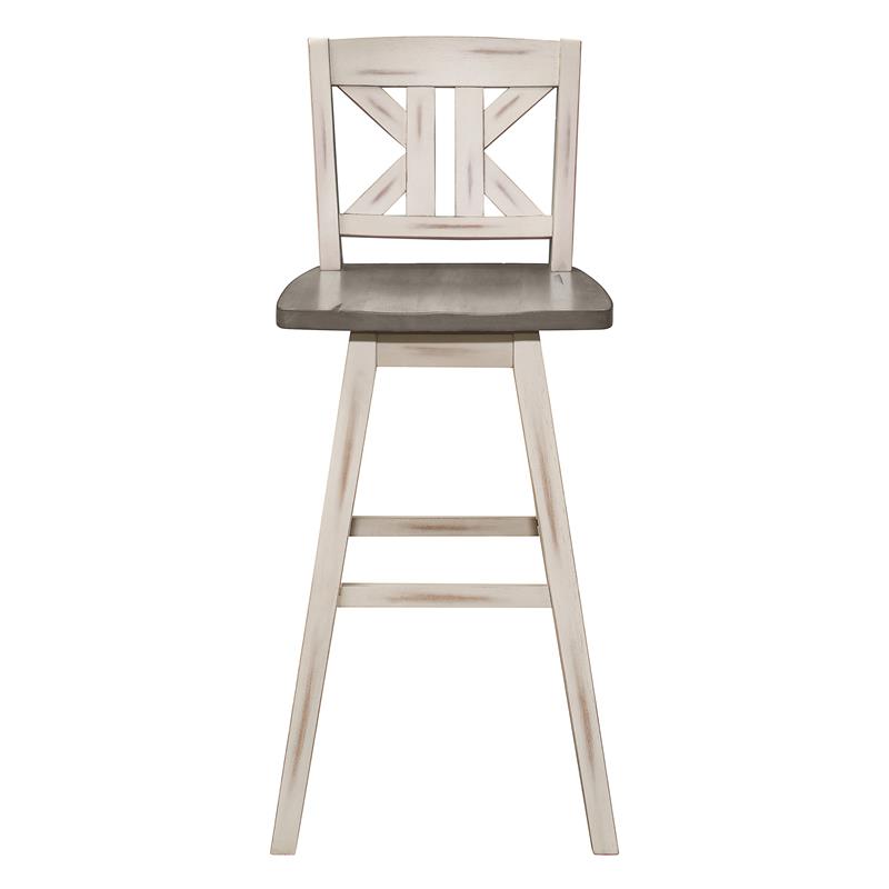 Lexicon Amsonia K-back Bar Height Dining Swivel Chair in White (Set of 2)
