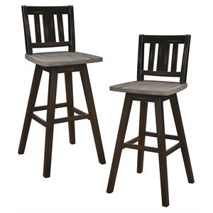 Lexicon Amsonia Slat Back Bar Height Dining Swivel Chair in Black (Set of 2)