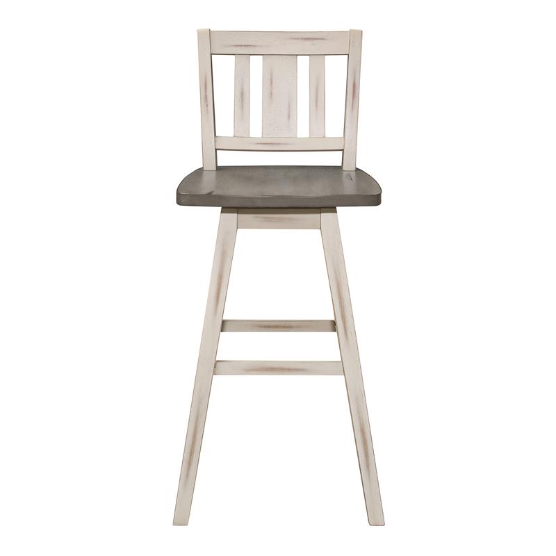 Lexicon Amsonia Slat Back Bar Height Dining Swivel Chair in White (Set of 2)