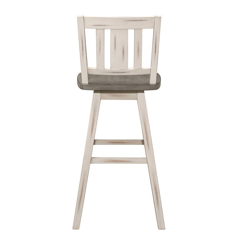 Lexicon Amsonia Slat Back Bar Height Dining Swivel Chair in White (Set of 2)