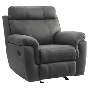 Lexicon Clifton 40&quot Polished Microfiber Glider Reclining Chair in Gray