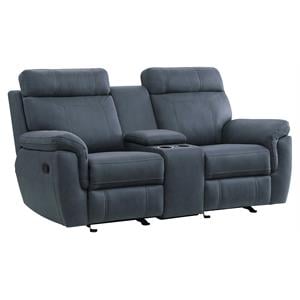 Lexicon Clifton 76&quot Microfiber Double Glider Reclining Love Seat in Blue