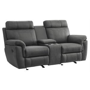 Lexicon Clifton 76&quot Microfiber Double Glider Reclining Love Seat in Gray