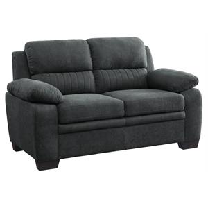Lexicon Holleman 58&quot Polyester Fabric Loveseat with Exposed Legs in Dark Gray