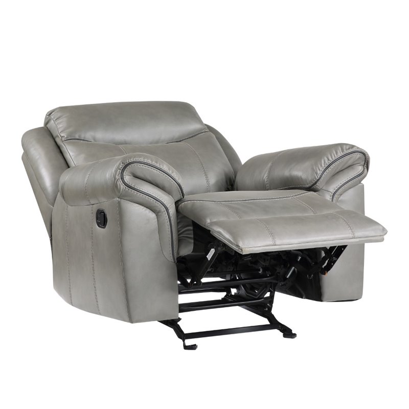 Lexicon Aram Faux Leather Glider Reclining Chair in Gray