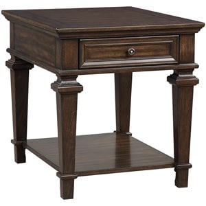 Lexicon Tobias 23&quot x 28&quot Traditional Wooden End Table in Espresso