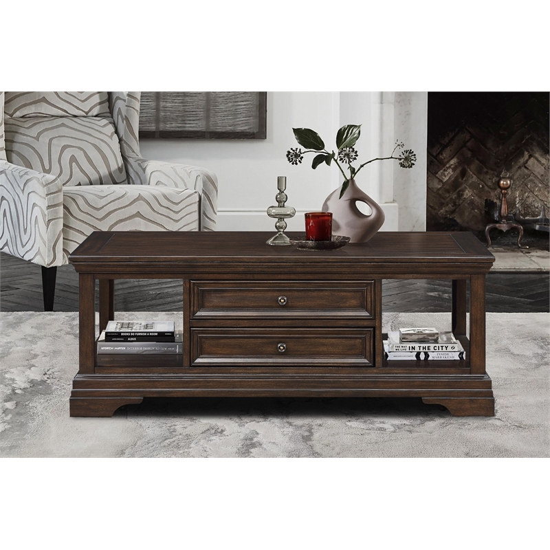 Lexicon Tobias Traditional Wooden Lift Top Coffee Table in Espresso