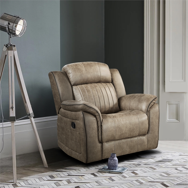 Lexicon Centeroak Modern Contemporary Microfiber Recliner in Sandy Brown