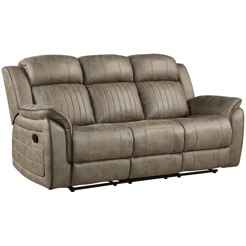 Lexicon Centeroak Modern Contemporary Microfiber Reclining Sofa in Sandy Brown
