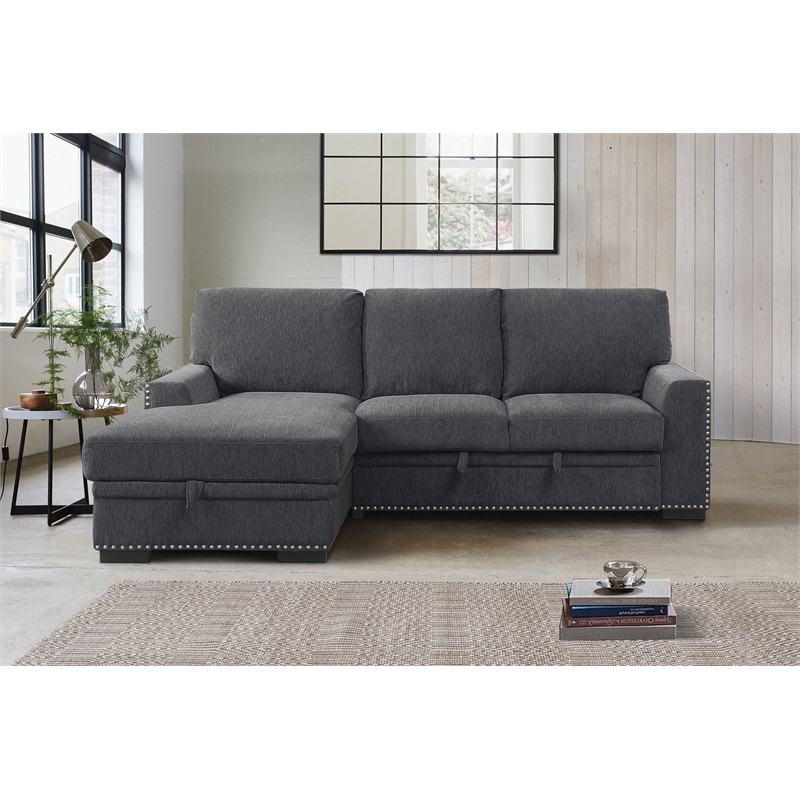 Lexicon Morelia 2-piece Contemporary Fabric Sectional with Left Chaise in Gray