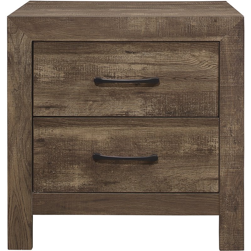 Lexicon Wood 2-Drawers Bedroom Nightstand in Rustic Brown