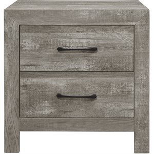Lexicon Wood 2-Drawers Bedroom Nightstand in Gray