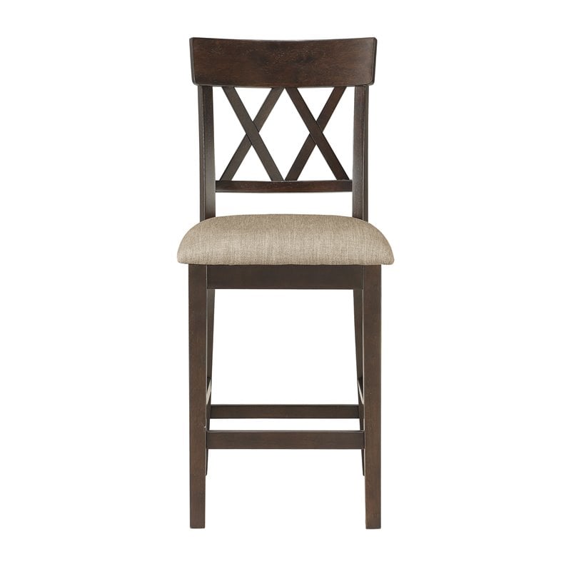 Lexicon Balin Counter Height Wood Crossback Dining Chair Set in Brown (Set of 2)
