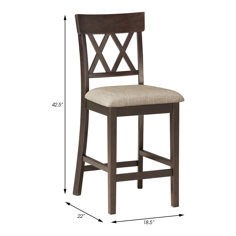 Lexicon Balin Counter Height Wood Crossback Dining Chair Set in Brown (Set of 2)