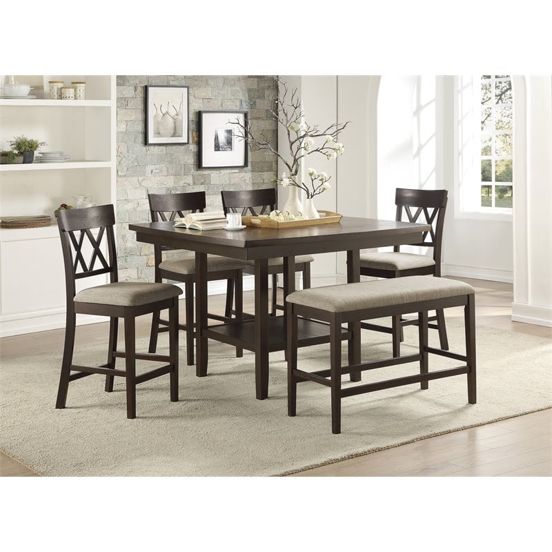 Lexicon Balin Counter Height Wood Bench in Brown