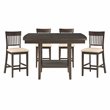 Lexicon Balin 5 Piece Counter Height Dining Set in Brown with Slat Back Chairs