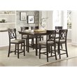 Lexicon Balin 5 Piece Counter Height Dining Set in Brown with Crossback Chairs