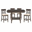 Lexicon Balin 5 Piece Counter Height Dining Set in Brown with Crossback Chairs